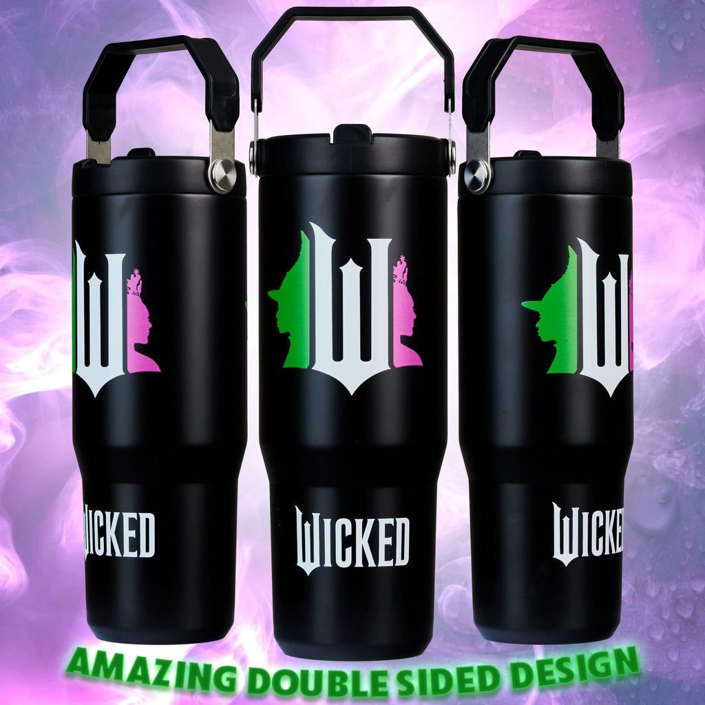 Get Trend Wicked Tumbler with Straw 30oz Girls Teens Insulated Cup with Lid Handle Travel Mug Cups with Lids for School Sports Gifts for Girls (Black Wicked)