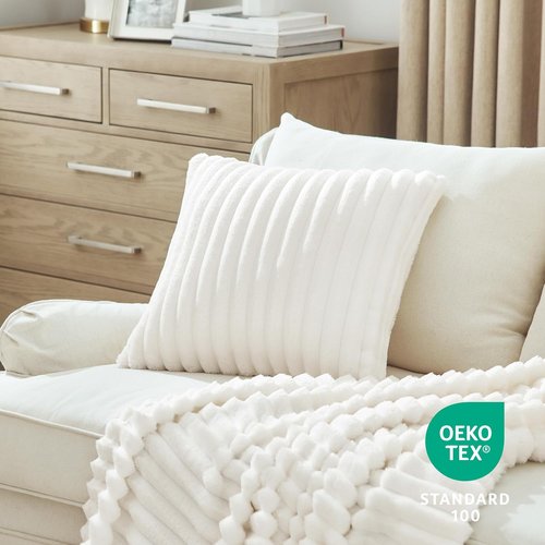 Bedsure Fleece Blanket - Soft Off White Throw with Pillow Covers | Cozy Home Essential