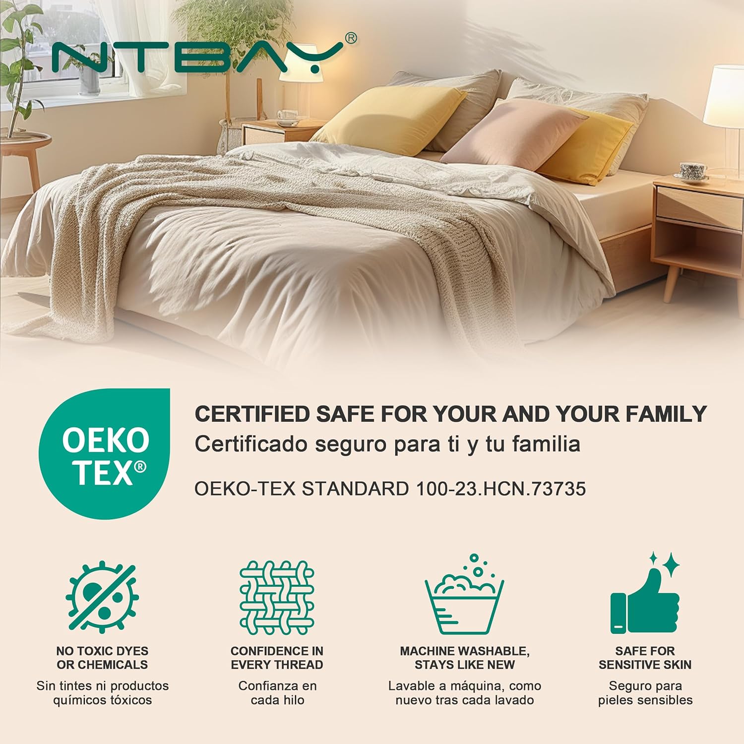 NTBAY Pillowcase Set - 2 Pack Soft Brushed Microfiber Aqua Pillowcases | Wrinkle-Free, Fade-Resistant, 20x26 Inches