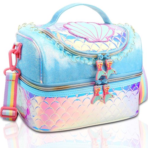 RHCPFOVR Kids Lunch Bag - Double - Decker Cooler Insulated Lunch Box for Boys Girls Women,Washable Lunch Bag with Strap and Reusable Toddler Lunchbox for School and Daycare