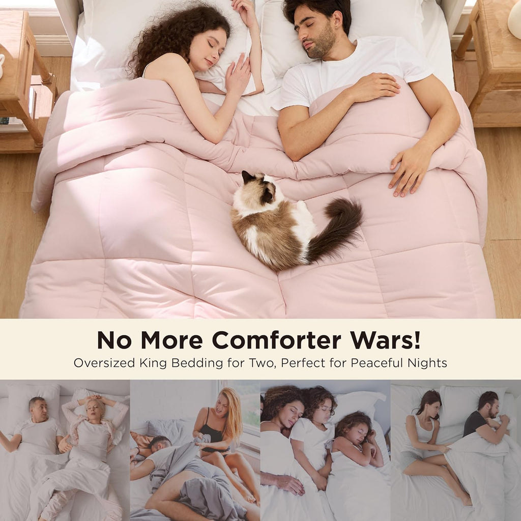 Bedsure Comforter Duvet Insert - Oversized King Size All-Season Down Alternative Bedding, Pink 116 x 98 Inches