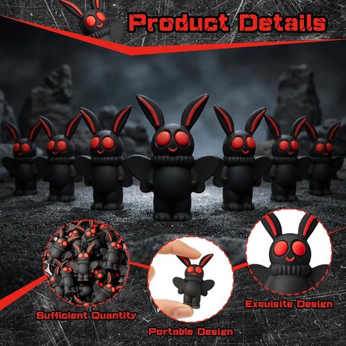 Chunful Mini Mothman Figurines - 50 Pcs Tiny Statues for Cryptid Decor | Classic Black Party Favors