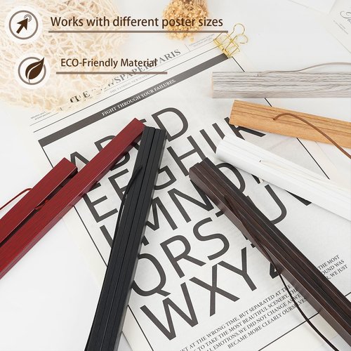 Artmag Magnetic Poster Hanger Frame - 2 Pack Light Wood Dowel for 20x28, 20x30, 20x26 Canvas Prints | Mahogany Finish