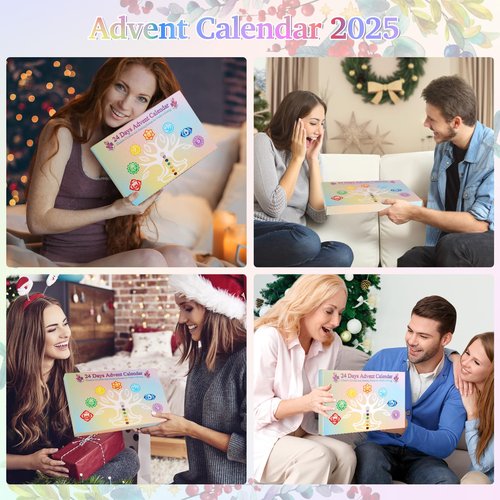 Crystal Advent Calendar 2025 for Women, 24 Days Christmas Countdown Calendar with Healing Crystals, Gemstones, Chakra Stones, Mineral Rocks, Advent calendar for Teen Girls, Adult Women, Spiritual Christmas Gifts for Her, Meditation, Yoga, Witchy-32pcs