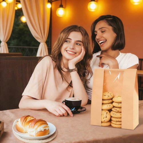 120pcs Bread Bags for Homemade Bread Sourdough, Sourdough Paper With Window 14"x8.3"x3.5" Sourdough Bread Bags for Gifting Large Bakery Bags Used for Storage Cookies & Snacks 130 Cute Sealing Stickers