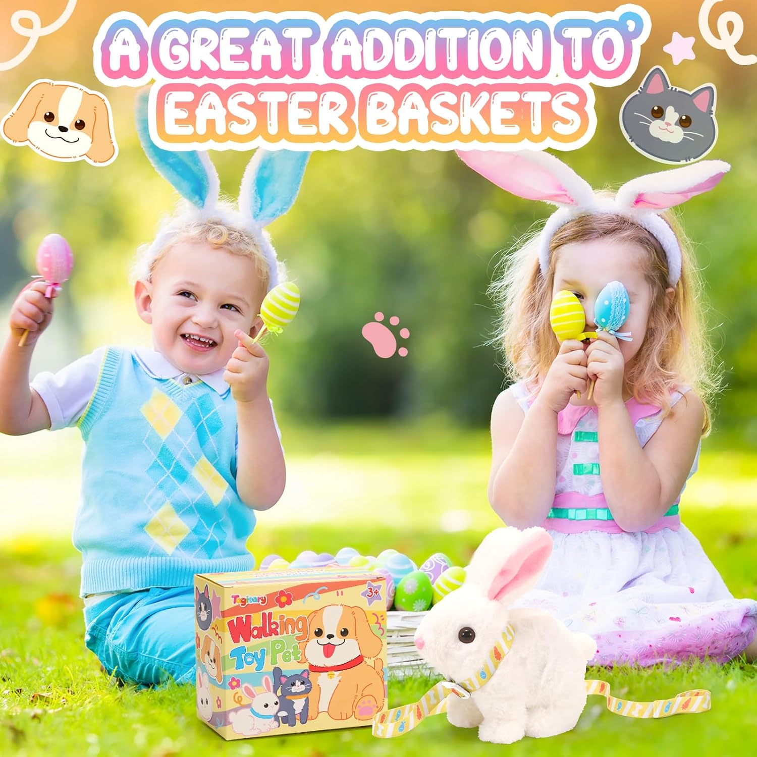 Tagitary Easter Plush Bunny Toy - Interactive Rabbit with Sounds & Wiggling Ears | Perfect for Kids' Easter Baskets