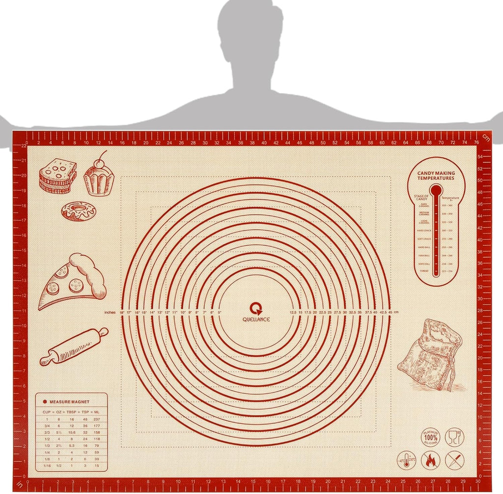 Skiennix Silicone Baking Pastry Dough Mat - 32x24 Inch Nonstick Rolling Sheet for Cookies & Bread
