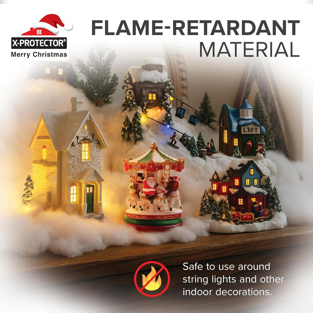 X-Protector Snow Blanket | 98.5"x31.5" Artificial Christmas Village Snow Sheet - Large White Faux Snow Mat