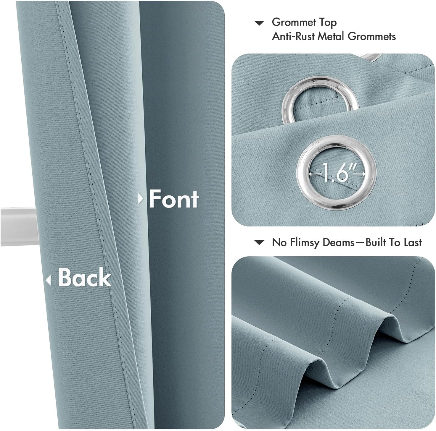 MIULEE Slate Blue Blackout Curtains - Thermal Insulated Room Darkening Drapes | 45-Inch Length, 2 Panels