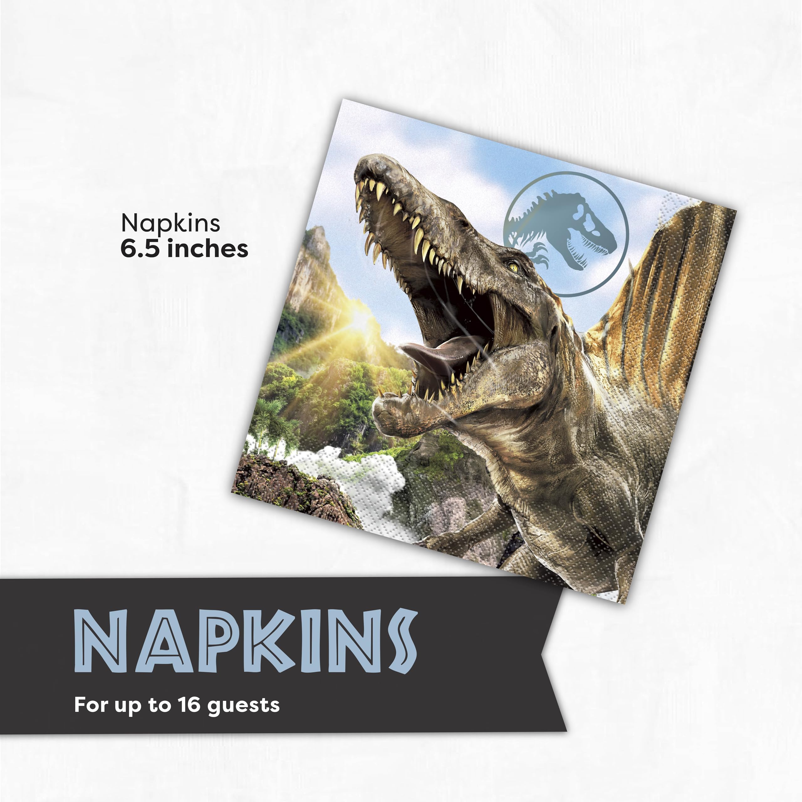 Jurassic World Plates and Napkins for 16 | Jurassic Park Birthday Decorations | Officially Licensed