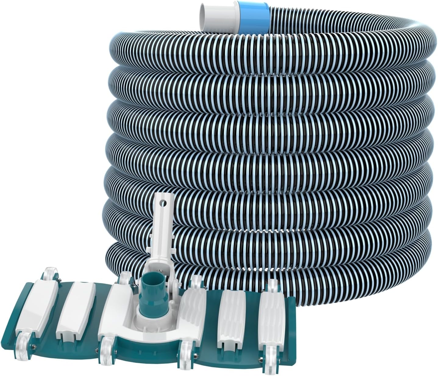 POOLWHALE 30-Foot Swimming Pool Vacuum Hose - Weighted Rotatable Handle & Wheels for Easy Cleaning