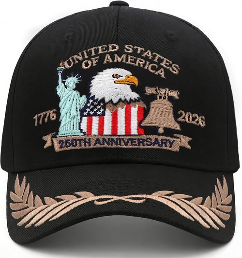 250 Anniversary USA Hat - Adjustable Embroidered Patriotic Baseball Cap | Perfect for Celebrations