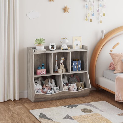 IDEALHOUSE Toy Bookshelf and Bookcase, Multi Shelf with Cubby Organizer Cabinet for Storage Books and Toys, for Bedroom, Playroom, Hallway