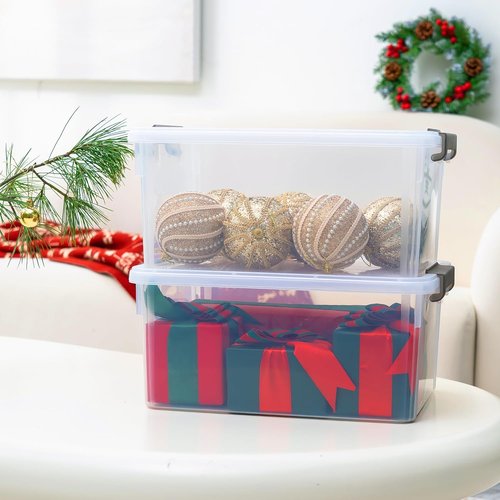 Citylife 17 QT Plastic Storage Bins - Stackable Latching Containers for Garage, Closet & Kitchen | 4 Pack