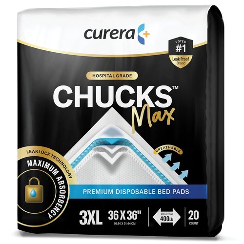 Chucks® MAX Disposable Adult Bed Pads - Breathable Incontinence Underpads | XXX-Large 36"x36" | Heavy Duty 10X Absorbency (20 Count)