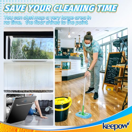KEEPOW Wet Pads Refill for Swiffer Sweeper Mop and Sweep & Mop Deluxe - Dry Sweeping Cloths for Floor Mopping and Cleaning - Pet Heavy Duty Pads Refills, Upgraded Reusable (4 Pack)