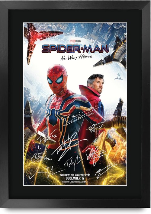 HWC Trading Spider-Man Movie Poster - Tom Holland Signed 16" x 12" Framed Autographed Print