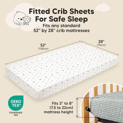 KeaBabies 2-Pack Muslin Crib Sheets - 100% Organic Cotton, Soft & Breathable, Neutral 52x28