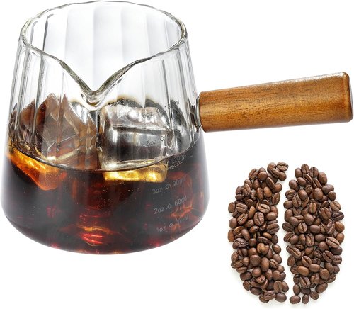 JINLIFA Espresso Cups - 6oz Glass Shot Measuring Cup with V-Shaped Mouth & Dual Markings
