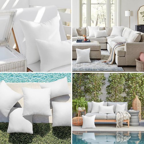 Ashler Outdoor Pillow Inserts - Waterproof Hypoallergenic Set of 4 | 18 x 18 Decorative Cushions for Patio
