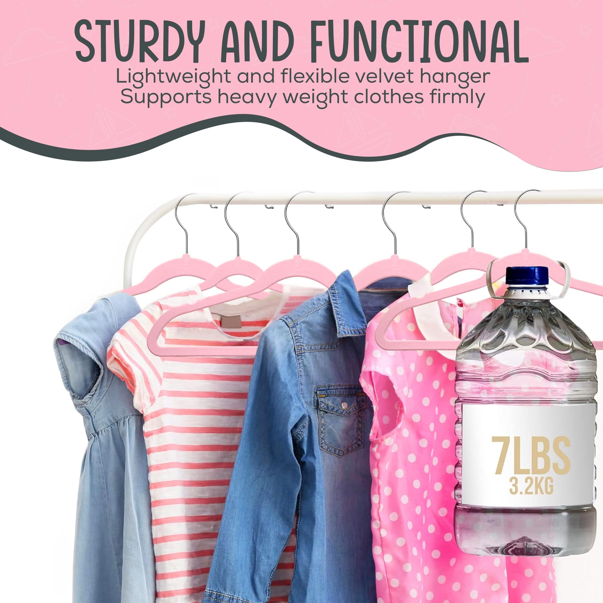 TechZoo 25 Premium Kids Velvet Hangers - 14" Non-Slip Clothes Hangers for Kids & Preteens - Ultra Slim, Space-Saving, Strong & Durable Hangers with 360° Swivel Hook - Pink