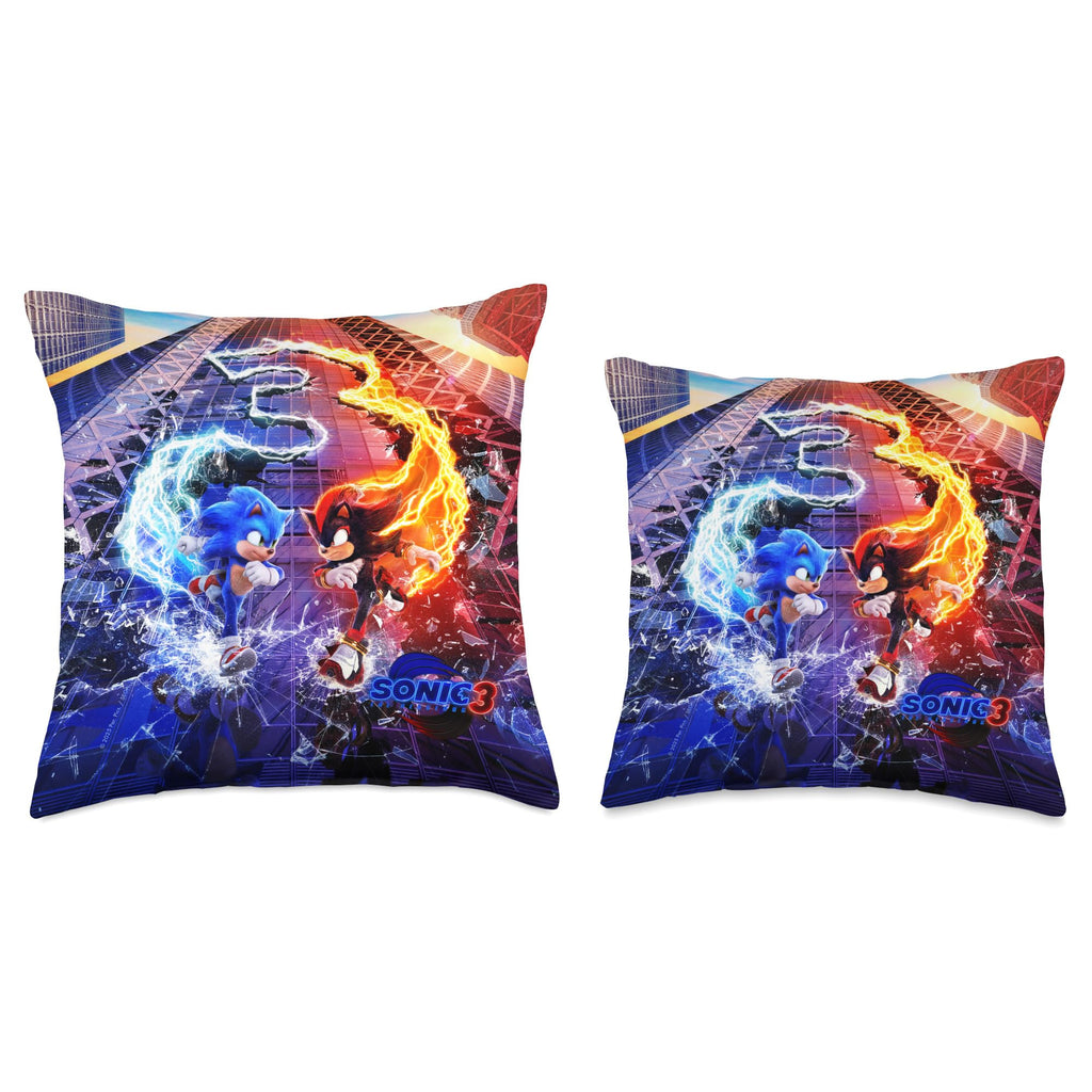 Sonic The Hedgehog 3 - Sonic VS Shadow Throw Pillow