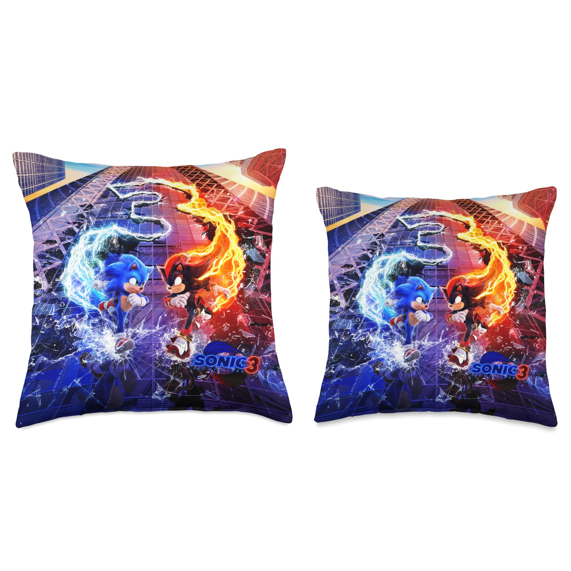 Sonic The Hedgehog 3 - Sonic VS Shadow Throw Pillow