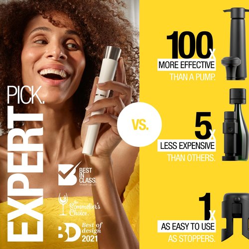 zzysh® 3 in 1 Champagne Sealer, Saver & Preserver Up to 4 Weeks with Champagne Stoppers For Bottles - Preservation System with Prosecco Bottle Stopper - Best Sparkling Wine Lovers Gifts For Women