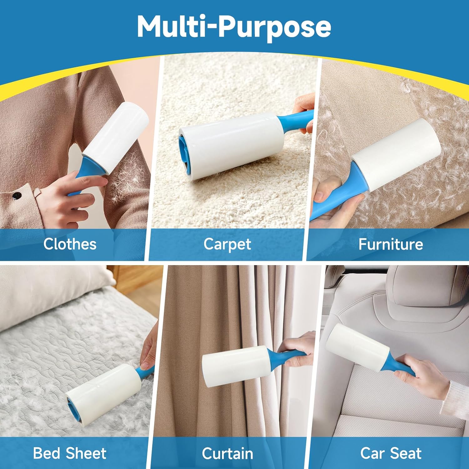 Swihauk Lint Rollers - 600 Sheets Extra Sticky Pet Hair Remover with Ergonomic Handle | Ideal for Clothes, Furniture & Car Seats