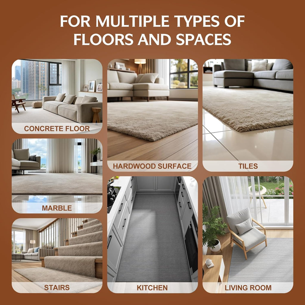 Skiennix Non-Slip Rug Grippers - Dual-Sided Adhesive Carpet Pads for Hardwood & Tile Floors | 8 PCS