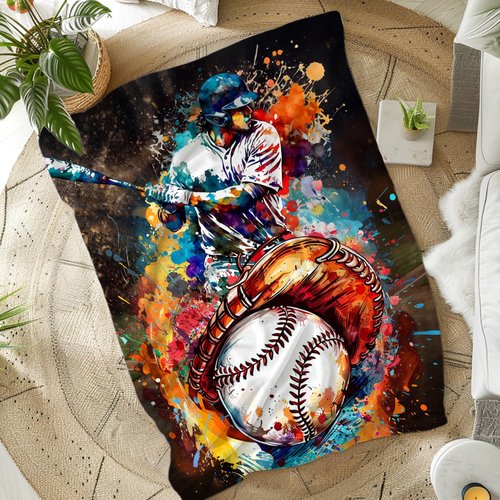 Kids Blankets for Boys Baseball Players Lovers, 50x40 Inches Soft Cozy Warm Baseball Themed Stuff Flannel Throw Gifts Sports Blanket for Couch Sofa Trip Camp