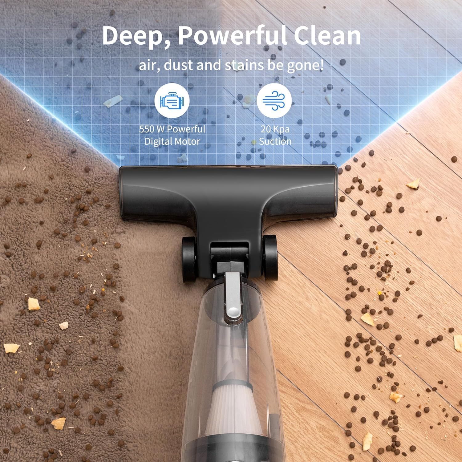 Skiennix Corded Stick Vacuum Cleaner - Powerful Suction for Pet Hair on Carpet, Tile & Hard Floors
