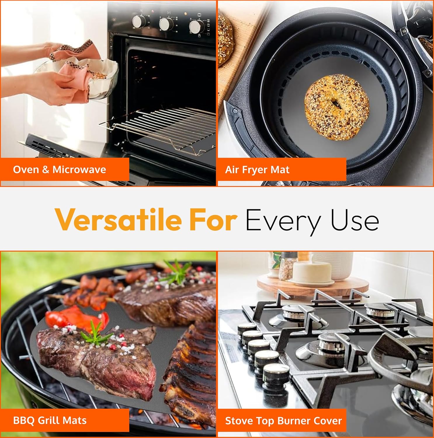 Silver Teflon Liner Roll - Versatile Non-Stick Oven, Stovetop & Grill Mat (75” x 17”) - Custom Fit