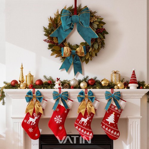 VATIN Teal Velvet Wired Ribbon 1" Metallic Teal Velvet Christmas Ribbon for Floral Arrangements Wrapping Gifts Stylish Decor Creation -Continuous 10 Yards
