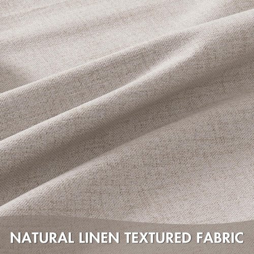 EMEMA Ivory White Linen Blackout Curtains - Thermal Insulated Room Darkening Drapes | 63 Inch Length, 2 Panels