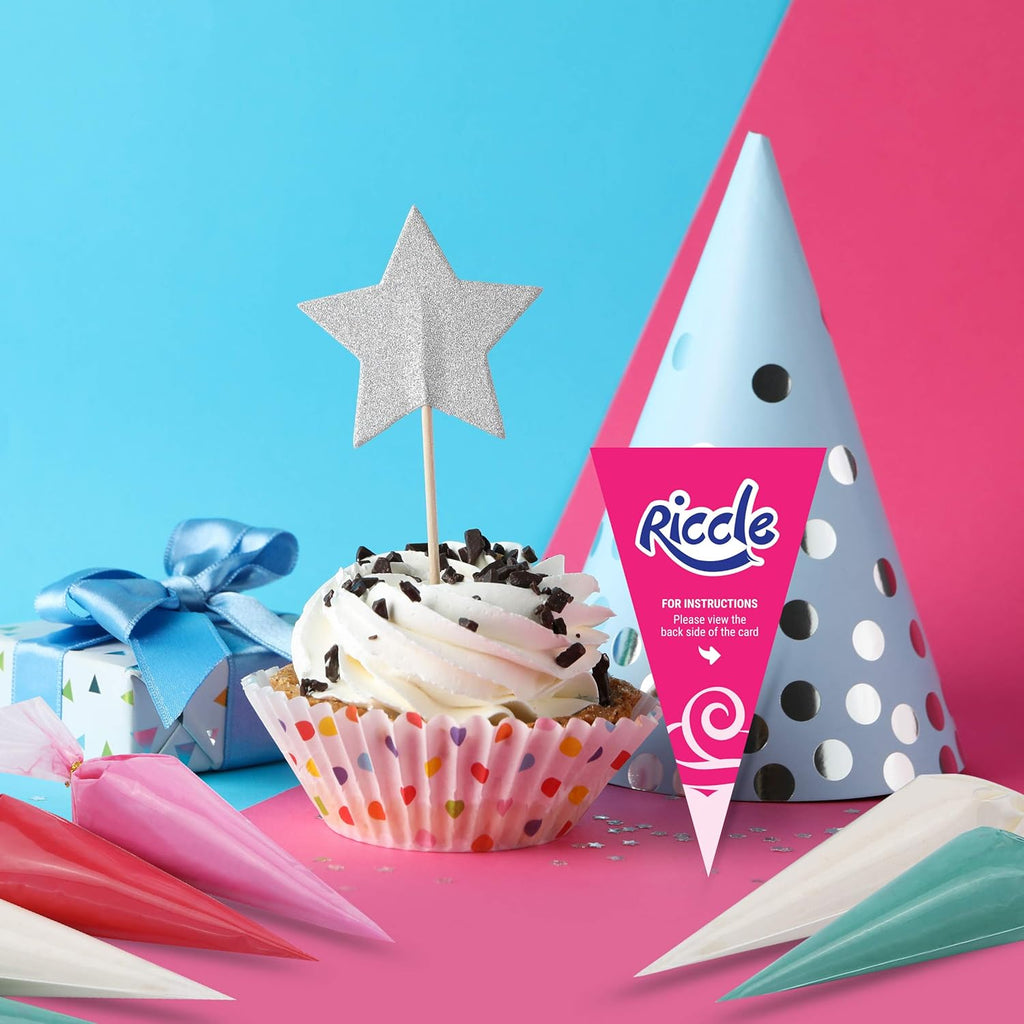 Riccle Disposable Piping Bags - 12 Inch Anti-Burst Pastry Bags for Icing & Frosting | Perfect for Cakes & Cookies