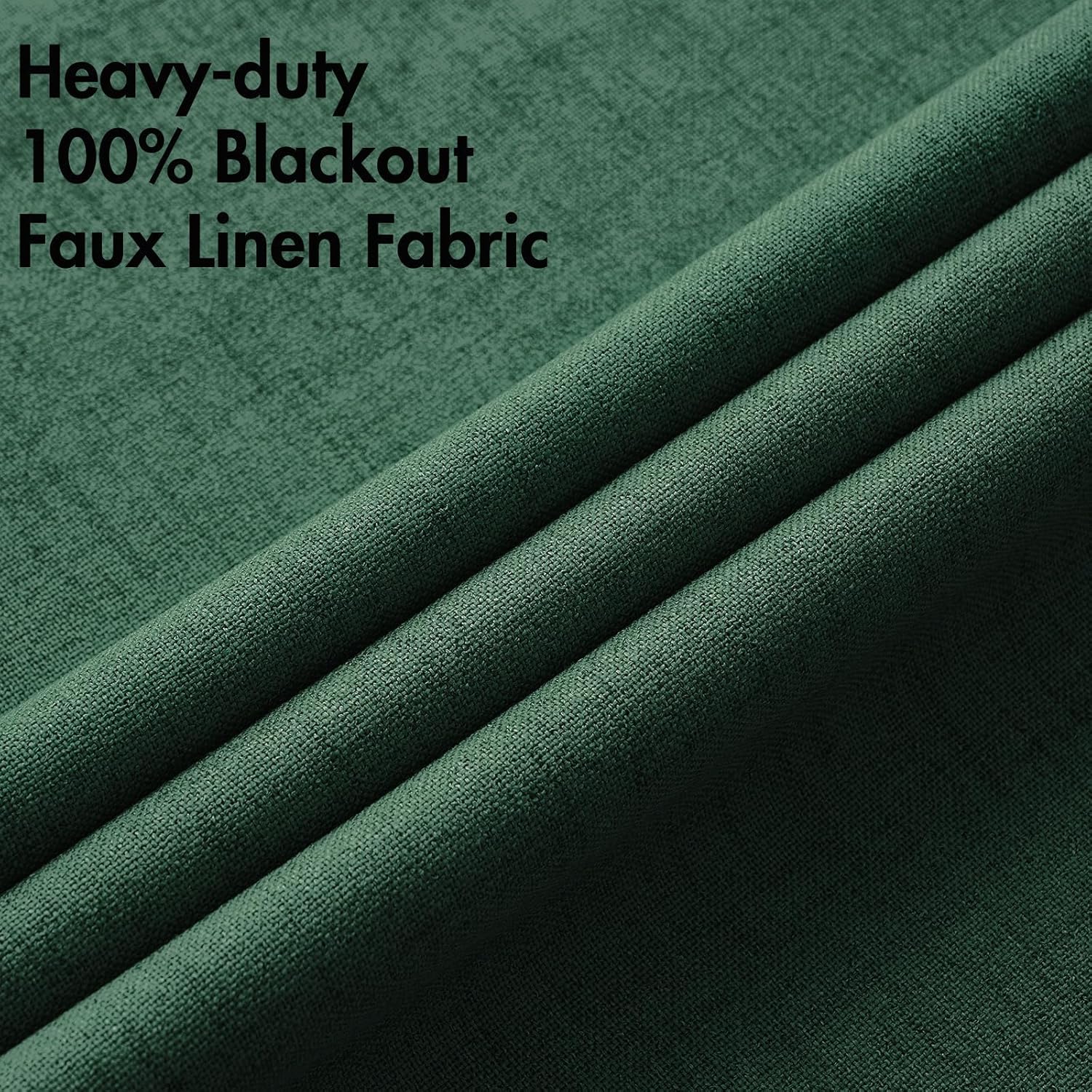 MIULEE Blackout Linen Curtains - Thermal Insulated Emerald Green Drapes | 52 x 90 Inch (2 Panels)
