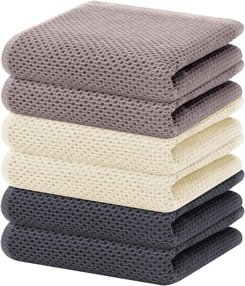 Homaxy 100% Cotton Waffle Weave Kitchen Dish Towels - Ultra Soft & Absorbent, 13 x 28 Inches, 6-Pack