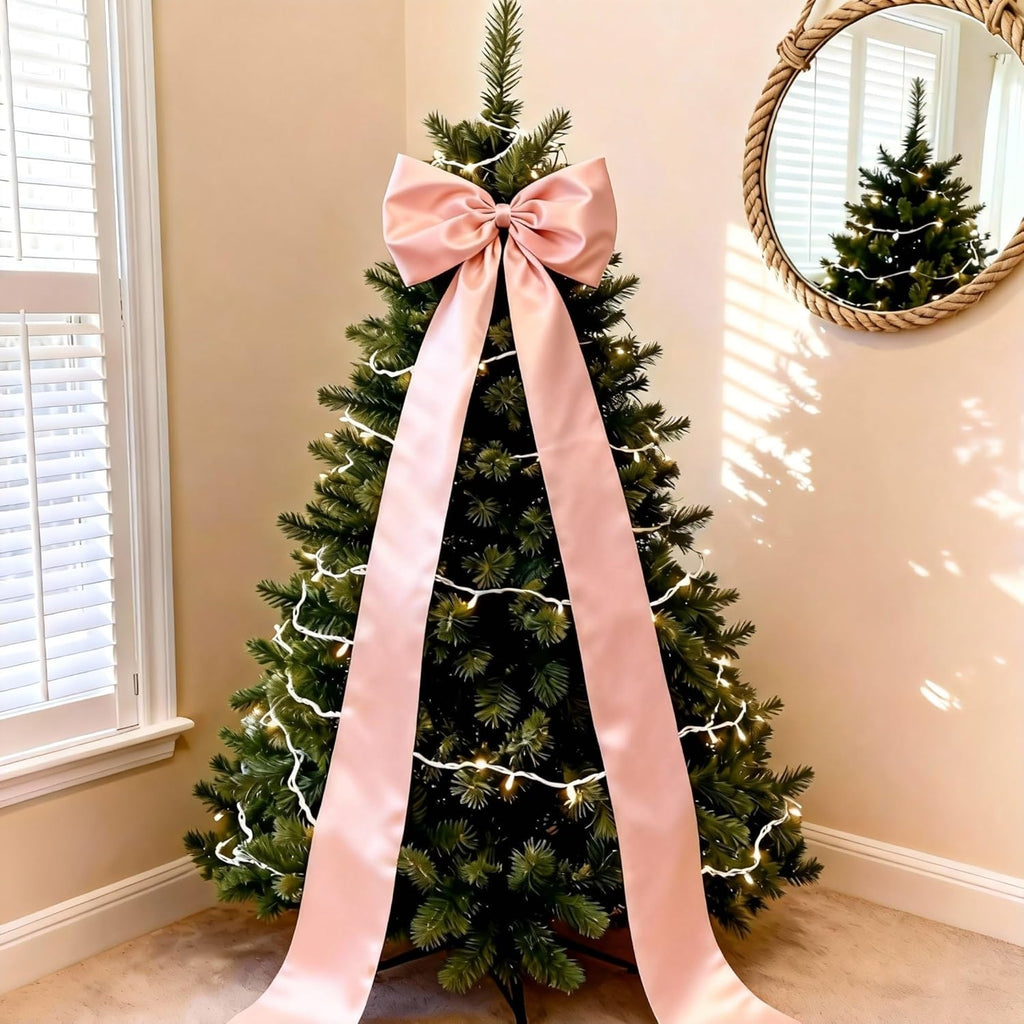 Skiennix Extra Long Satin Pink Bow - Elegant Wall Decor for Coquette Room | 70x20 Inch for All Occasions