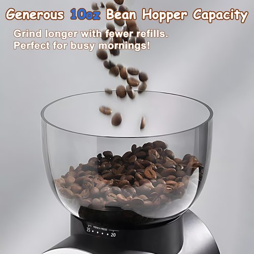 KITfanz Electric Conical Burr Coffee Bean Grinder with 25 Precise Settings, Touchscreen Adjustable Electric Burr Mill with LED Screen, Organ-Style Powder Blower (Anti-static)