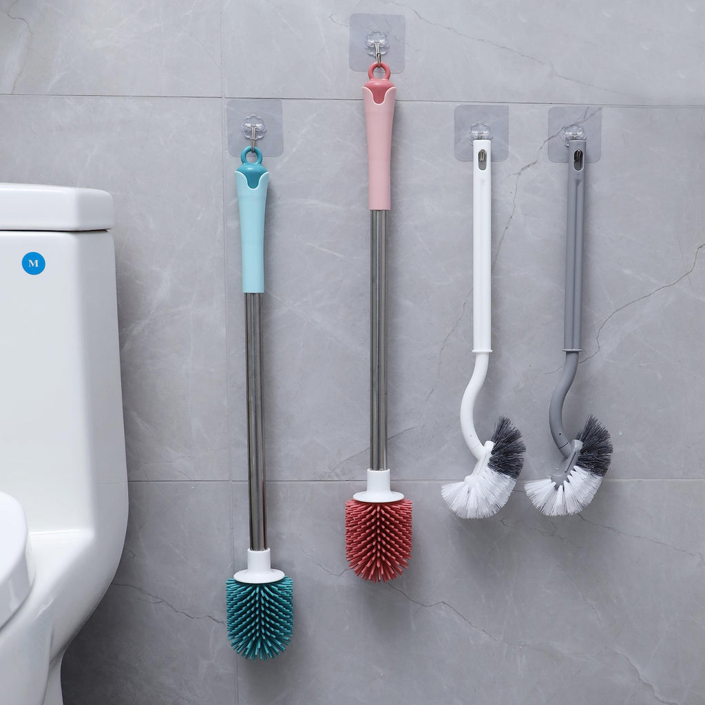 2Pcs Curved Toilet Bowl Brush Without Holder for Bathroom Deep Cleaning, Toilet Brush Durable Under The Rim Household Cleaning Brushes (Gray+White)