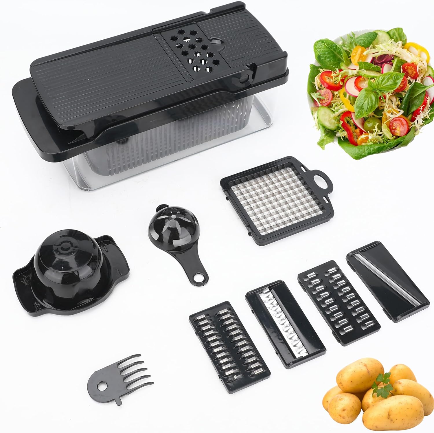 Skiennix 14-in-1 Vegetable Chopper - Multifunctional Stainless Steel Onion Slicer & Food Dicer Set
