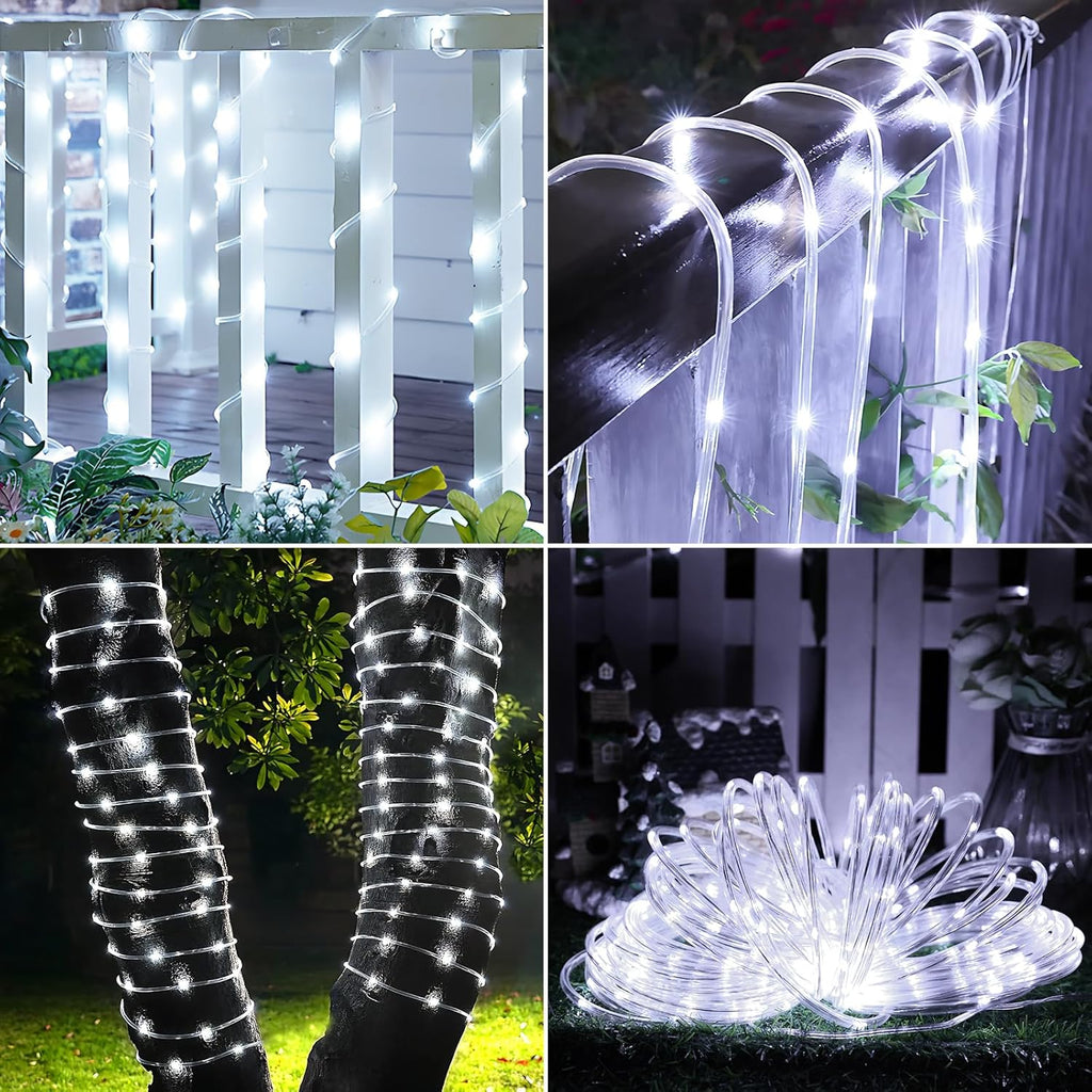 Skiennix Solar Rope Lights - 132ft 400LED Waterproof Outdoor String Lights | 8 Modes for Garden & Patio Decor - White