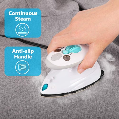IIMII Mini Travel Steam Iron, Dual Voltage 420W Power, Fast Heat Up, Powerful Steam, Non-Stick Soleplate and Compact Design, Best Travel Quilting Sewing Iron
