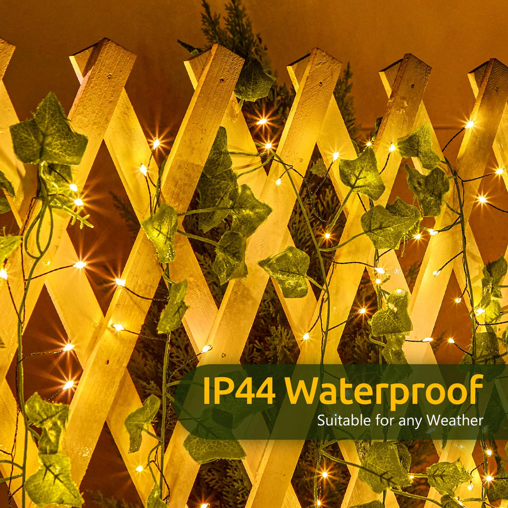 Battery Operated Cluster Lights, 10FT 100 Micro LEDs, Outdoor Twinkle Firecracker Fairy Lights, Warm White, Green Wire String Lights, Waterproof, Christmas Tree, Wreath, DIY Wedding, Christmas Decor