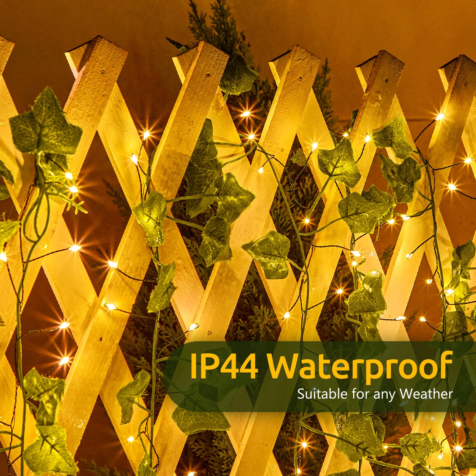 Battery Operated Cluster Lights, 10FT 100 Micro LEDs, Outdoor Twinkle Firecracker Fairy Lights, Warm White, Green Wire String Lights, Waterproof, Christmas Tree, Wreath, DIY Wedding, Christmas Decor