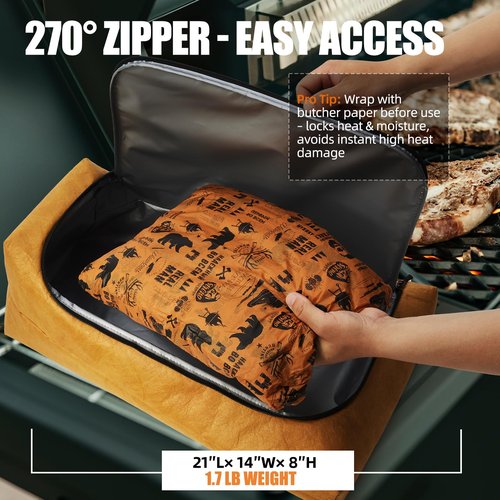 270° Opening BBQ Blanket for Resting Meat, Insulated Leak-Proof Meat Resting Bag for Brisket Turkey Pork, Smoker Accessories for Kitchen Party Camping , Anniversary Birthday Gift for Men Dad Husband