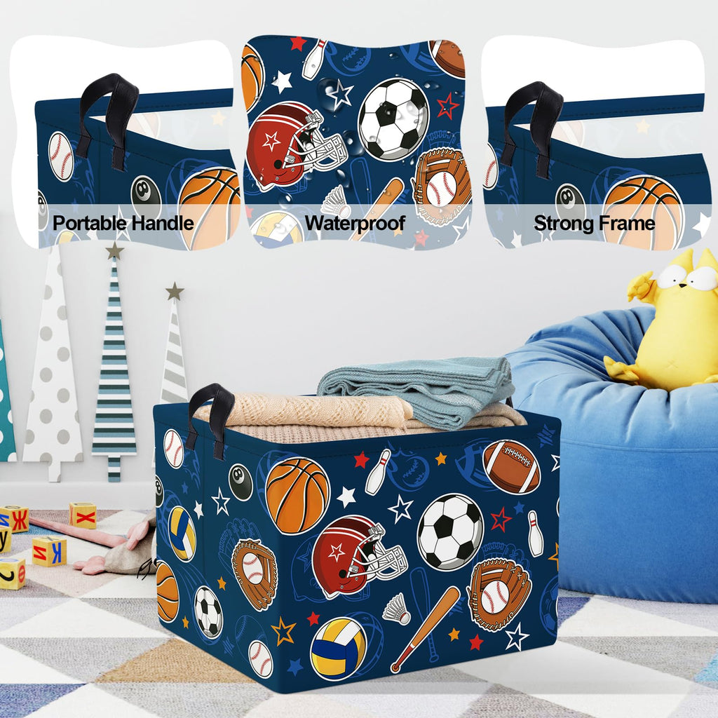 Clastyle Cartoon Sport Ball Laundry Basket Kids Clothes Book Storage Basket Gift Toy Box for Bedroom Decor,Football,40x30x30 cm