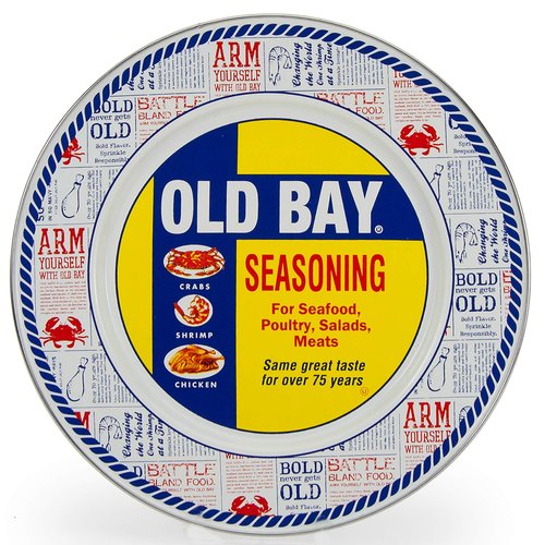Golden Rabbit Enamelware Dinner Plates, 10.5 inch, Old Bay, Set of 4