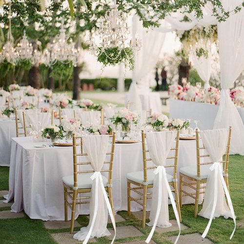 Elegant Wedding White Ribbon Bows by 24 Pcs | Decorative Chair Sashes for Bridal Showers & Ceremonies